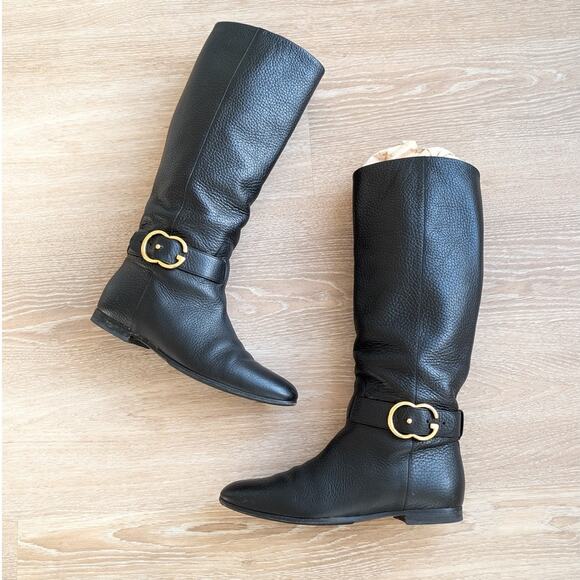 GUCCI Black Leather Knee Length Riding Boots, size EU 36.5/US 6.5